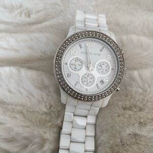 Michael Kors Silver and White Crystal Watch